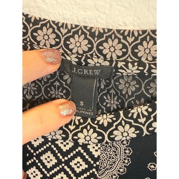 J. Crew Black and White Printed Short Sleeve Blouse - Size Small - Picture 3 of 4